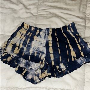 Audrey 3+1 High Waist Blue and Tan Shorts